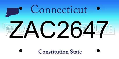 ZAC2647 Connecticut License Plate