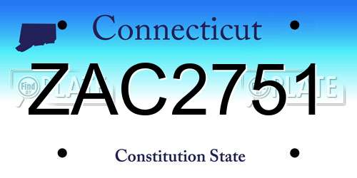 ZAC2751 Connecticut License Plate