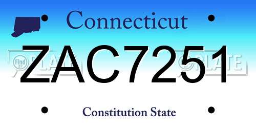 ZAC7251 Connecticut License Plate
