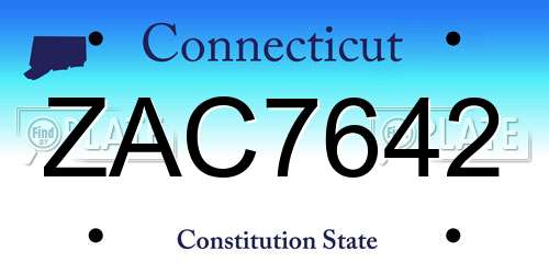 ZAC7642 Connecticut License Plate