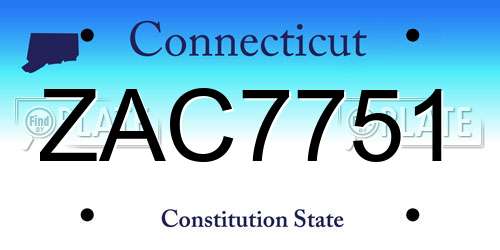 ZAC7751 Connecticut License Plate
