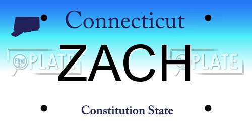 ZACH Connecticut License Plate