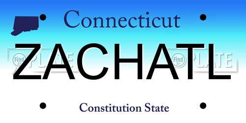 ZACHATL Connecticut License Plate