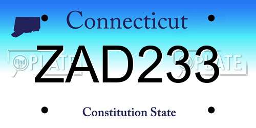ZAD233 Connecticut License Plate