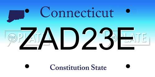 ZAD23E Connecticut License Plate