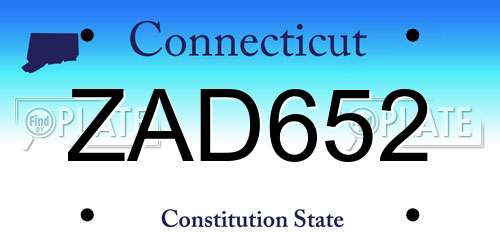 ZAD652 Connecticut License Plate