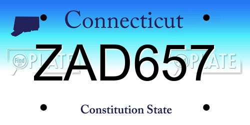 ZAD657 Connecticut License Plate