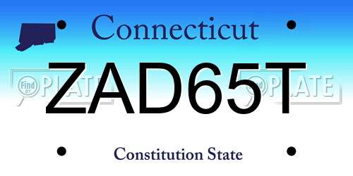 ZAD65T Connecticut License Plate