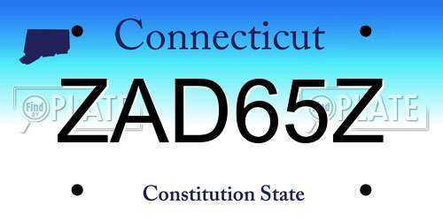 ZAD65Z Connecticut License Plate