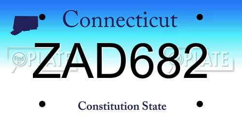 ZAD682 Connecticut License Plate