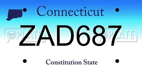 ZAD687 Connecticut License Plate