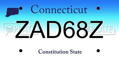 ZAD68Z Connecticut License Plate