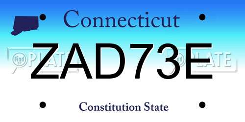 ZAD73E Connecticut License Plate