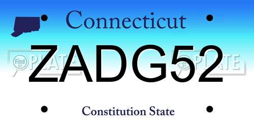ZADG52 Connecticut License Plate