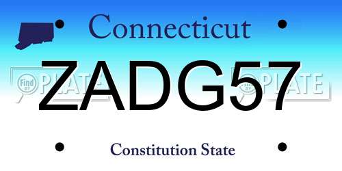ZADG57 Connecticut License Plate