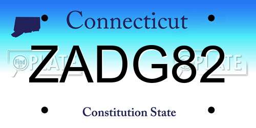 ZADG82 Connecticut License Plate