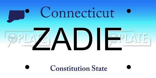 ZADIE Connecticut License Plate