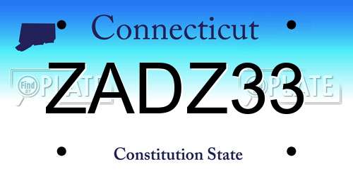ZADZ33 Connecticut License Plate