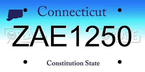 ZAE1250 Connecticut License Plate