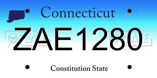ZAE1280 Connecticut License Plate