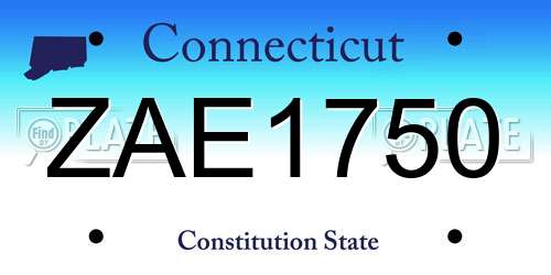 ZAE1750 Connecticut License Plate
