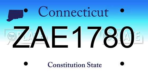 ZAE1780 Connecticut License Plate