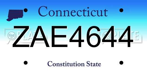 ZAE4644 Connecticut License Plate