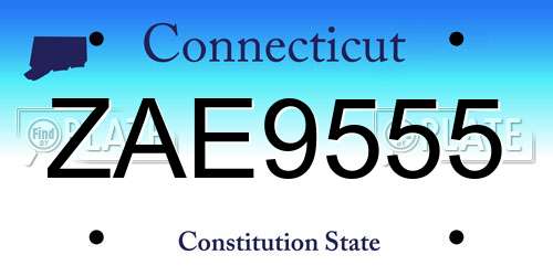 ZAE9555 Connecticut License Plate