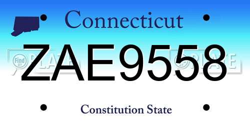 ZAE9558 Connecticut License Plate