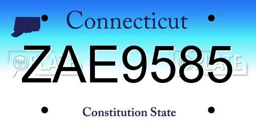 ZAE9585 Connecticut License Plate