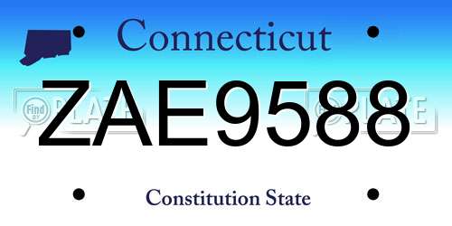 ZAE9588 Connecticut License Plate