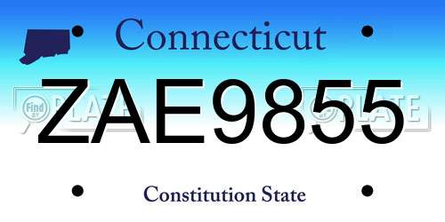 ZAE9855 Connecticut License Plate