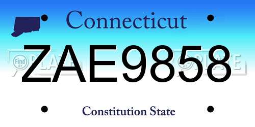 ZAE9858 Connecticut License Plate