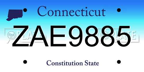 ZAE9885 Connecticut License Plate