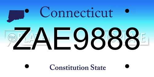 ZAE9888 Connecticut License Plate
