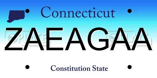 ZAEAGAA Connecticut License Plate