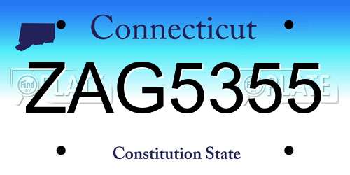 ZAG5355 Connecticut License Plate