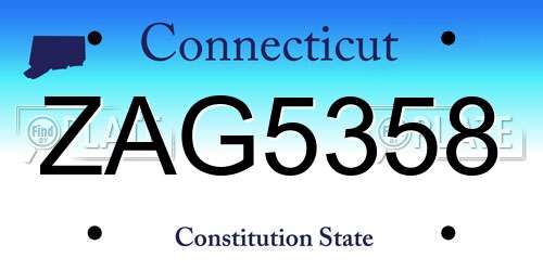 ZAG5358 Connecticut License Plate