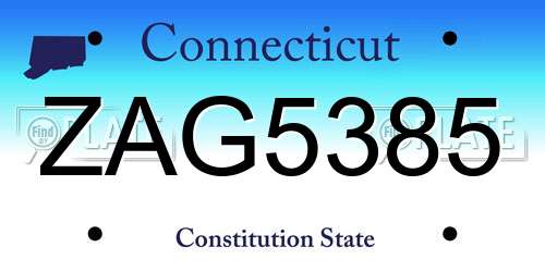 ZAG5385 Connecticut License Plate