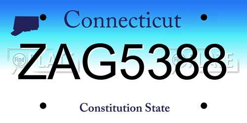 ZAG5388 Connecticut License Plate