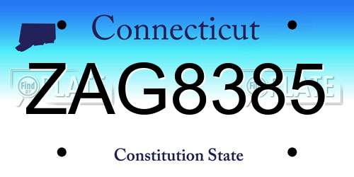 ZAG8385 Connecticut License Plate