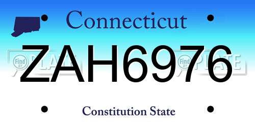 ZAH6976 Connecticut License Plate