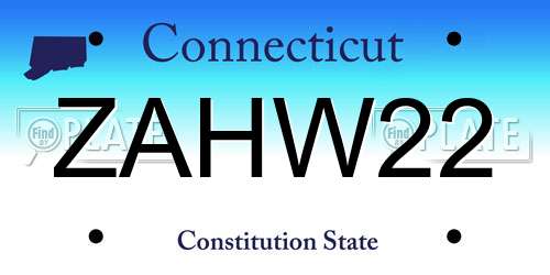 ZAHW22 Connecticut License Plate
