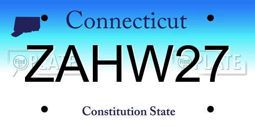 ZAHW27 Connecticut License Plate