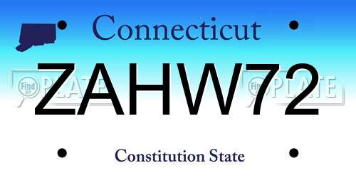 ZAHW72 Connecticut License Plate