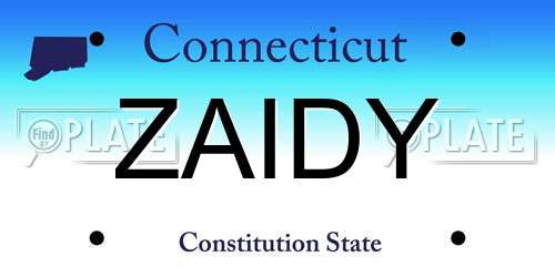 ZAIDY Connecticut License Plate