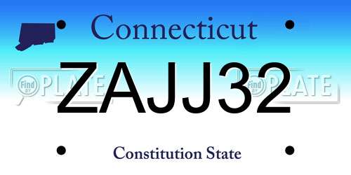 ZAJJ32 Connecticut License Plate