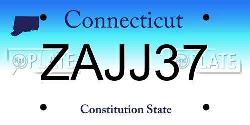 ZAJJ37 Connecticut License Plate