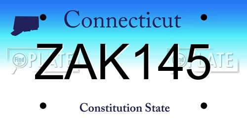 ZAK145 Connecticut License Plate