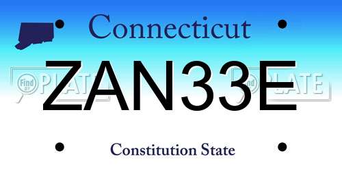 ZAN33E Connecticut License Plate